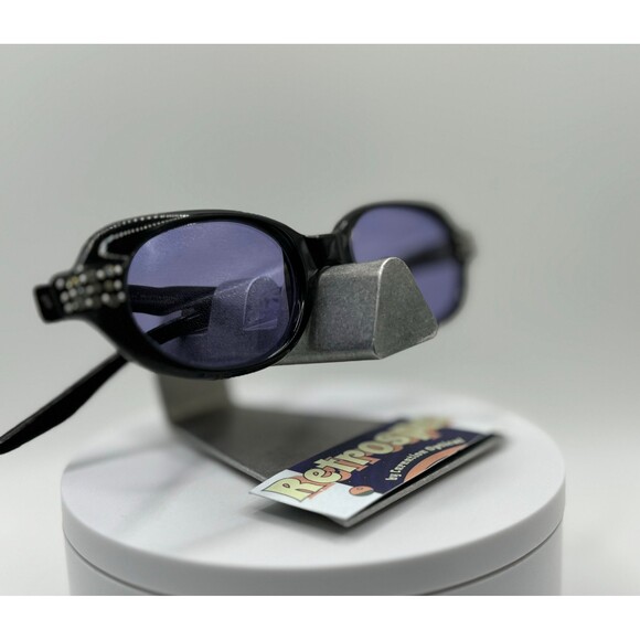Vintage Sunglasses 1950s Style Purple Lens Black Plastic Rhinestone Frame 1950s main image 7